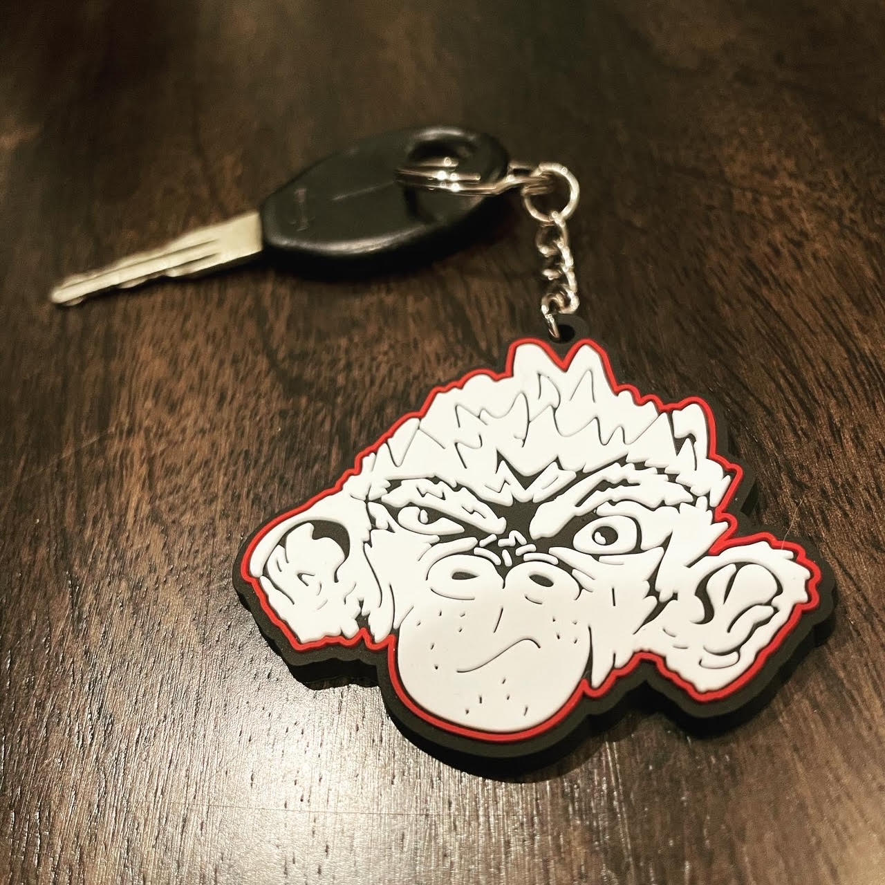 Night Monkey Die Cut Rubber Key Chain